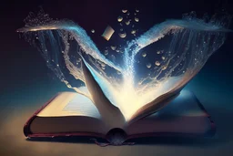 Floating magical book being held by magic