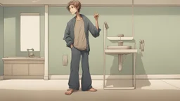 شخص جسمه عادي ووجه طولي ووضاصح عليه انو مسكين