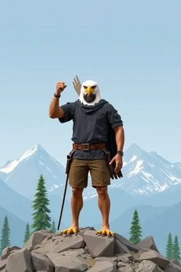 hi poly Mountain Eagle man T-pose just the character and simple background