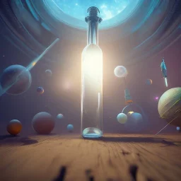 Space in bottle, realistic, unreal engine 5