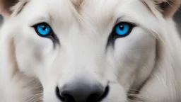 white loin with blue eyes