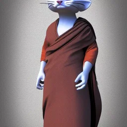 Un chat, habillé en moine bouddhiste, anthropomorphique, très détaillé, représentation 3d, un maximum de détail