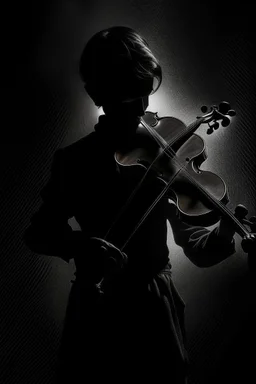 A dark shadow with a violin, controlling the souls of people