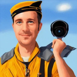 digital painting portrait of an airplane pilot