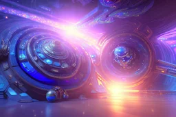 blue and purple crystal cosmic and galactic ambiance cinema4d sci-fi futuristic tunnel, full of details, smooth, bright sunshine，soft light atmosphere, light effect，vaporwave colorful, concept art, smooth, extremely sharp detail, finely tuned detail, ultra high definition, 8 k, 16k, unreal engine 5, ultra sharp focus