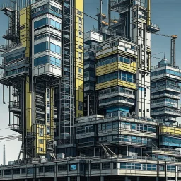 cyberpunk retro futuristic construction for comics