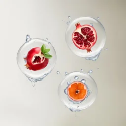 pomegranate in water drops, transparent background