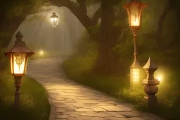 wooded stone lantern path