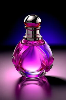 The design of the perfume bottle with pink and purple tones is very special and creative
