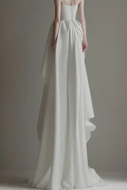 White wedding dress with a very long waist that expresses the lovers of the sea Photorealistic