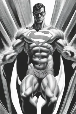 an extremely muscular Superman in the art style of Alex Ross