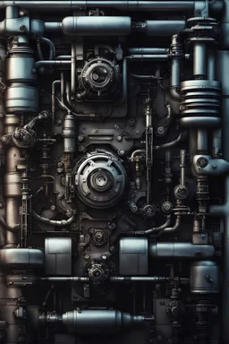 Mechanical, cyber-mechanical, cyberpunk, mechanical wall, futuristic design, photo-realistic, photography, style raw