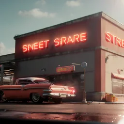 Ultra Realistic retro sci-fi afire Supermarket parking scene, 1960 year, many people running. blonde woman, sweet scarlet Johansson face, perfect iris, glow eyes, face makeup, tight latex coat; many panic people, Retro sci-fi style, soft color, highly detailed, unreal engine 5, ray tracing, RTX, lumen lighting, ultra detail, volumetric lighting, 3d, finely drawn, high definition, high resolution.