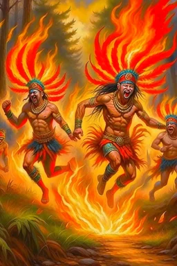 czar messengers running from a fire spirit