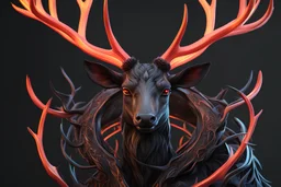 Shadow symbiote in 8k realistic anime e drawing style, human model, close picture, Deer them, neon crystal antlers deer, intricate details, highly detailed, high details, detailed portrait, masterpiece,ultra detailed, ultra quality