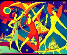 Vía Lactea. Art by "Guillermo Pérez Villalta". Vivid colors contrasts in an impressive way. End of the roaring twenties of the twentieth century.