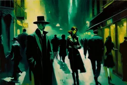 neo noir street, people, galaxy, edoaurd manet painting