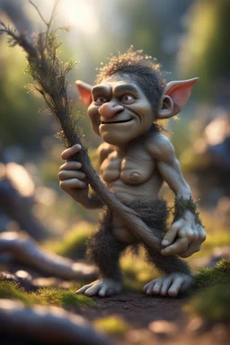 twig troll and his twig pile hose ,bokeh like f/0.8, tilt-shift lens 8k, high detail, smooth render, down-light, unreal engine, prize winning