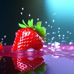 shiny strawberry splash in water, unreal engine 5, 8k resolution, photorealistic, ultra detailed