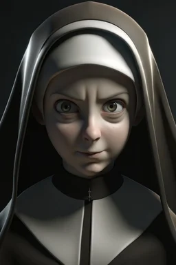 creepy young animated nun