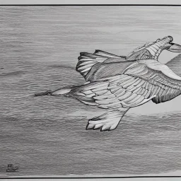 line drawing of a snow goose