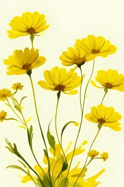 Minimalistic style paint of yellow flowers
