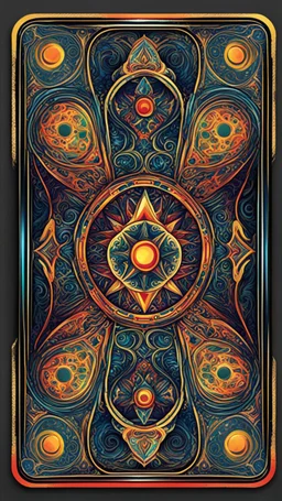 create a full color, ornate, abstract expressionist style bordered symmetric playing card template
