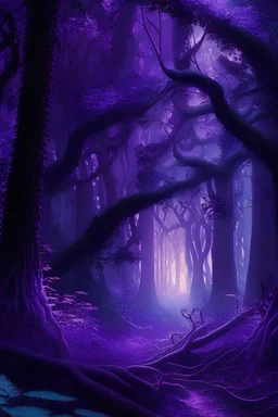 A magical forest that radiates purple
