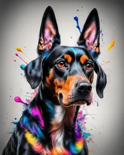 Dóberman dog beautiful, shocking, maximalist, ultra quality, color splash art, 8k