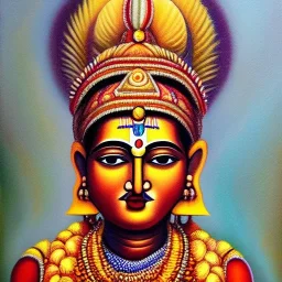 realist style painting of indian god