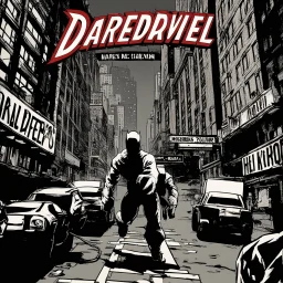 Compose a gripping and atmospheric narrative for a dark and intense Daredevil storyline. Explore the psychological struggles and moral dilemmas faced by the vigilante hero as he navigates the gritty underworld of crime in Hell's Kitchen. Develop a compelling plot that involves complex characters, unforeseen twists, and high-stakes conflicts. Dive deep into Daredevil's internal conflicts, pushing the boundaries of his resilience and determination. Infuse the storyline with a noir aesthetic, empha