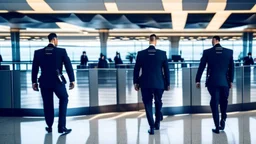 2 security officers force upset man in suit out of airport lounge