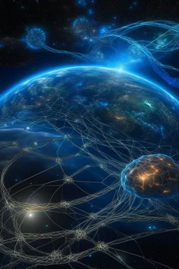 the galaxy connecting earth and other planets with neurones of the brain