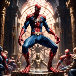 Fhoto full body, reality, Raw, spiderman as king of god war, digital art, intricate details, powerful composition, captivating, , trending on artstation, sharp focus, studio photo, intricate details, highly detailed, by addie_digi