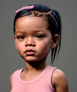 Rihanna toddler, full body, soft skin, dramatic lighting, hyper realistic