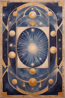 portuguese tiled azulejo, celestial cosmic galaxy pattern, art deco influence