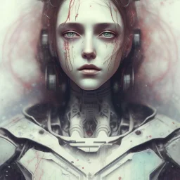 Singer Danish MØ face, Style cyberpunk, watercolor illustration by <agnes cecile> <John Kenn Mortensen> <Yoji Shinkawa>,