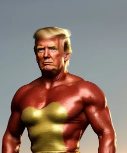 Realistic image of Donald trump wrestler, Mexican wrestling, glow makeup, red and blue breeches, suspenders, retro style, 80s, red, gold, vibrant color, highly detailed, clean background, concept art, unreal engine 5, god rays, ray tracing, RTX, lumen lighting, ultra detail, volumetric lighting, 3d, finely drawn, high definition, high resolution.