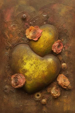 an abstract painting of rusted metal and flowers, heart filled with love African newborn baby, rust, scaffolding, iron cladding, decay, mixed media, textured, anatomically correct, beautiful perfect face, sharp focus, highly detailed