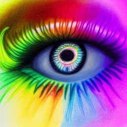 melted crayon drawing of rainbow eye with jewel as iris, 8k resolution, high-quality, fine-detail, muted colors,intricate, digital art, detailed matte, volumetric lighting, illustration, octane render, Kristina Nelson,Brenna Miller, Jane Davenport, Jeffrey Robert