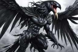 Venom crow in 8k anime realistic drawing style, black wings, close picture, apocalypse, intricate details, highly detailed, high details, detailed portrait, masterpiece,ultra detailed, ultra quality