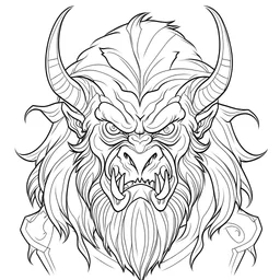 outline art for square krampus portrait coloring page for kids, classic manga style, anime style, realistic modern cartoon style, white background, sketch style, only use outline, clean line art, no shadows, clear and well outlined