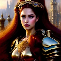 portrait beautiful face Rapunzel,busty,ancient metal armor balanciaga fashion clothe painting by gaston bussiere, greg rutkowski, yoji shinkawa, yoshitaka amano, tsutomu nihei, donato giancola, tim hildebrandt, oil on canvas, cinematic composition, extreme detail,fit full head inside picture