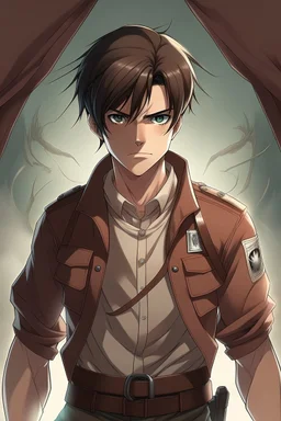 شاب انمي مع قوة و مكتوب علي صدره Z attack on Titan