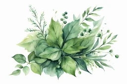 watercolor drawing dark green Gothic bouquet of medicinal herbs and twigs with leaves on a white background, Trending on Artstation, {creative commons}, fanart, AIart, {Woolitize}, by Charlie Bowater, Illustration, Color Grading, Filmic, Nikon D750, Brenizer Method, Side-View, Perspective, Depth of Field, Field of View, F/2.8, Lens Flare, Tonal Colors, 8K, Full-HD, ProPhoto RGB, Perfectionism, Rim Lighting, Natural Lighting, Soft Lighting, Accent Lighting, Diffraction Grading, With Imperfections