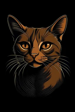 simple dramatic norse mythology drawing of american short hair cat facing forward