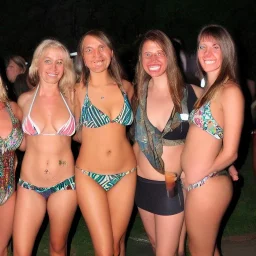 bikini clad solstice celebration attendees