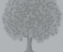 Vector tree illustration 3D white background die cut