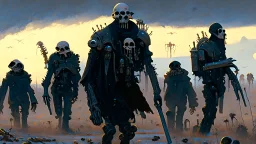 {{{Bio-engineered undead cyborg army marching}}} machine soldiers, hazmats, tactical wear, gas creepy landscape, techno gothic visual composition, science fiction painting, Denis Sarazhin, Alex Colville, Simon Stålenhag, Neil Blomkamp, Frank bowling, Christopher Shy, Alejandro Burdisio, RAW, gritty, high contrast, atmospheric horror art, gripping and suspenseful, vivid, neon overlay, narrative art, textured, dramatic, surreal horror, gestural, retro futuristic nightmarish art, apocalyptic art