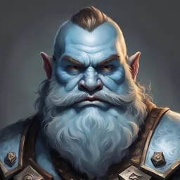 dnd, portrait of dwarf with light-blue skin